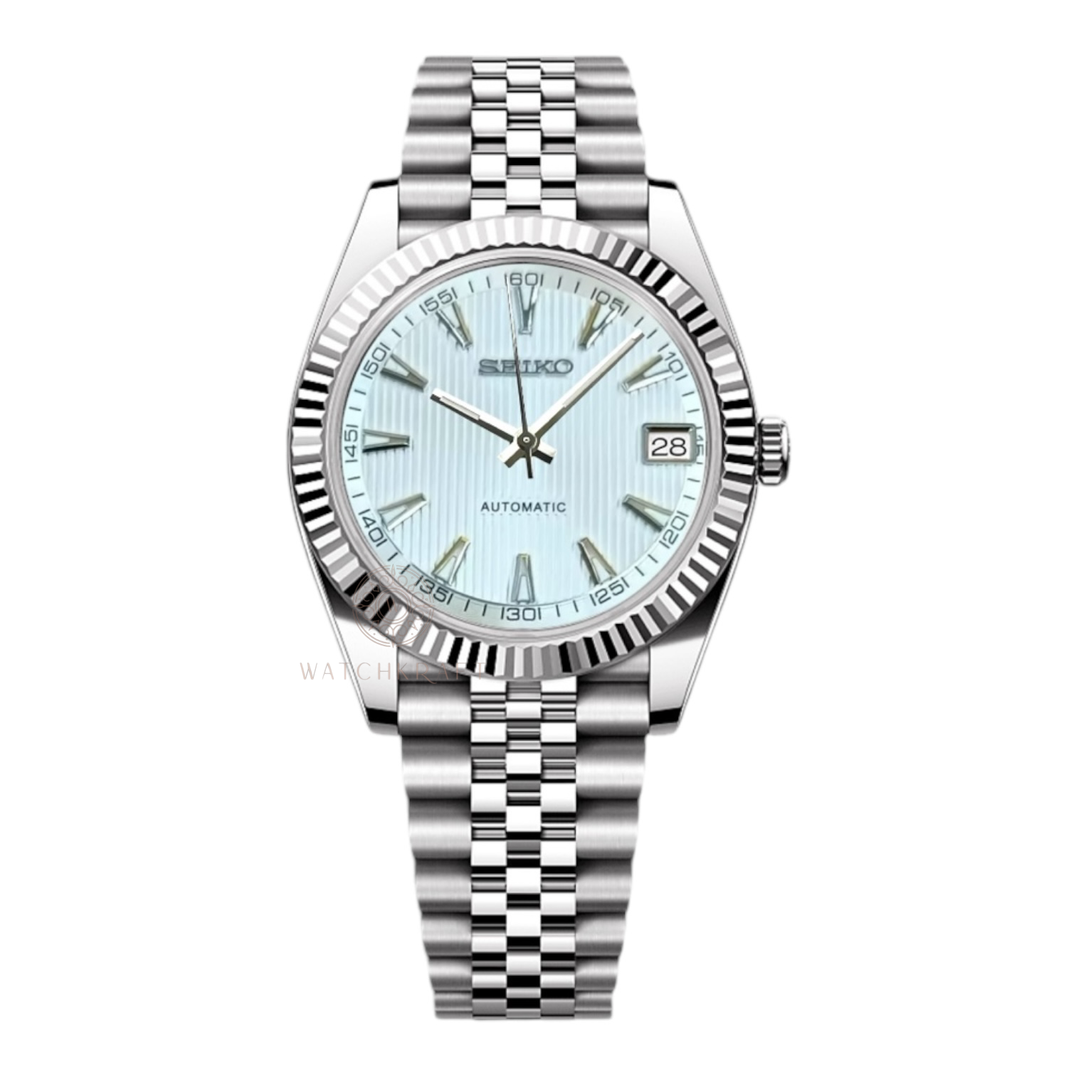 Seiko White Vertical Textured Datejust Mod