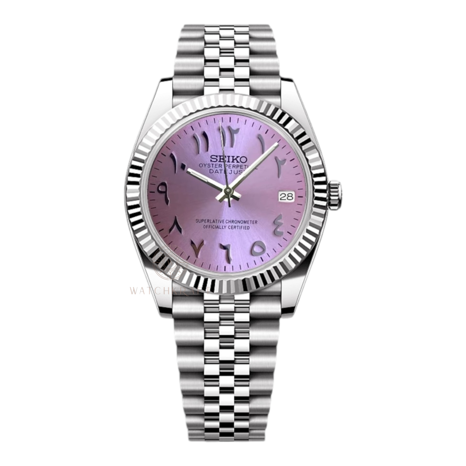 Seiko Pink Arabic Datejust Mod
