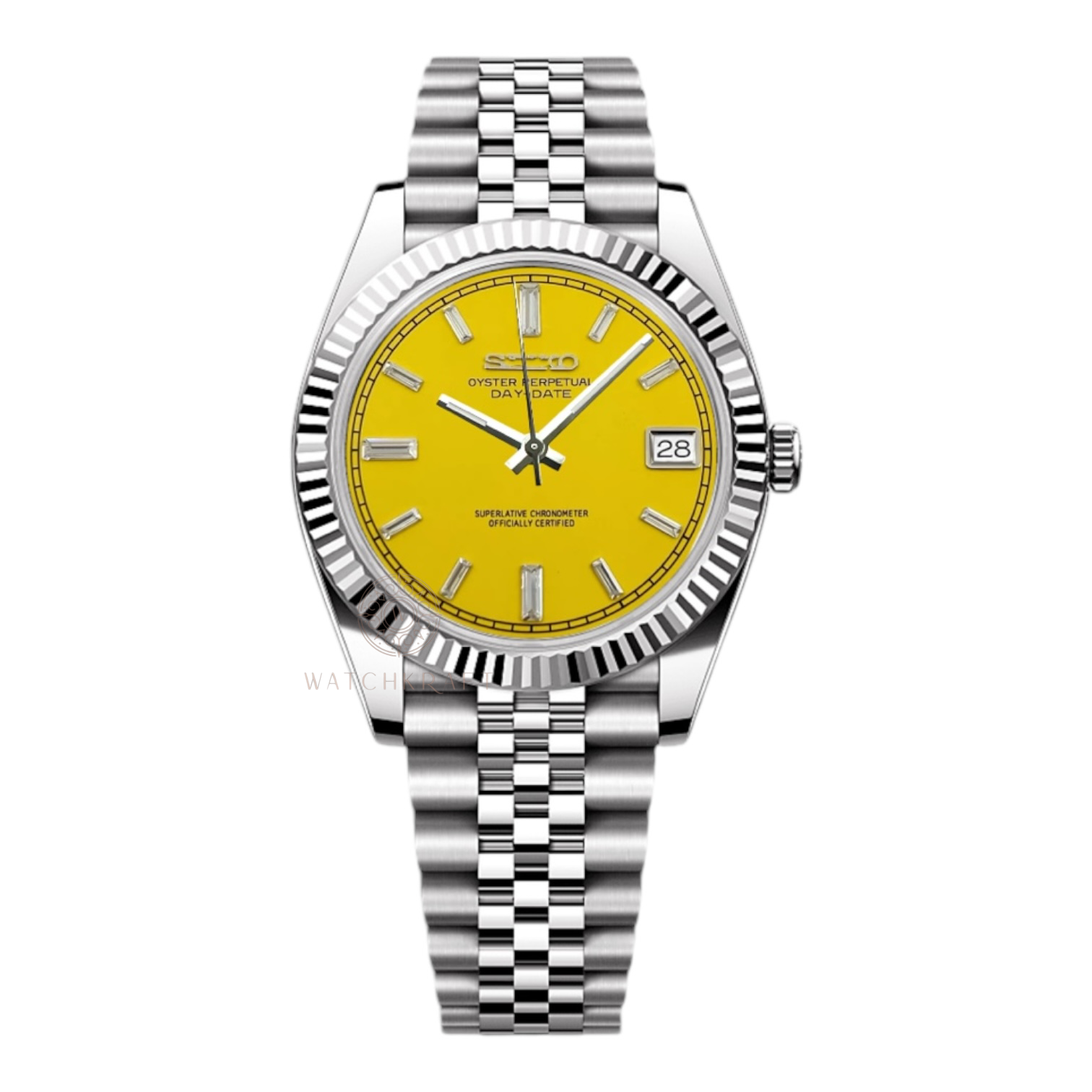 Seiko Yellow Long Jewel Datejust Mod