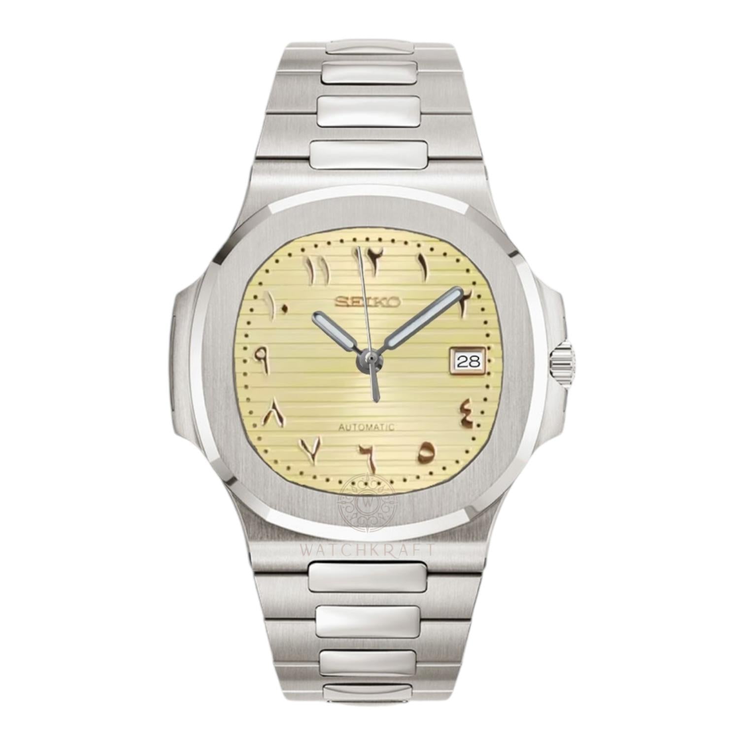 Seiko Yellow Arabic Nautilus Mod