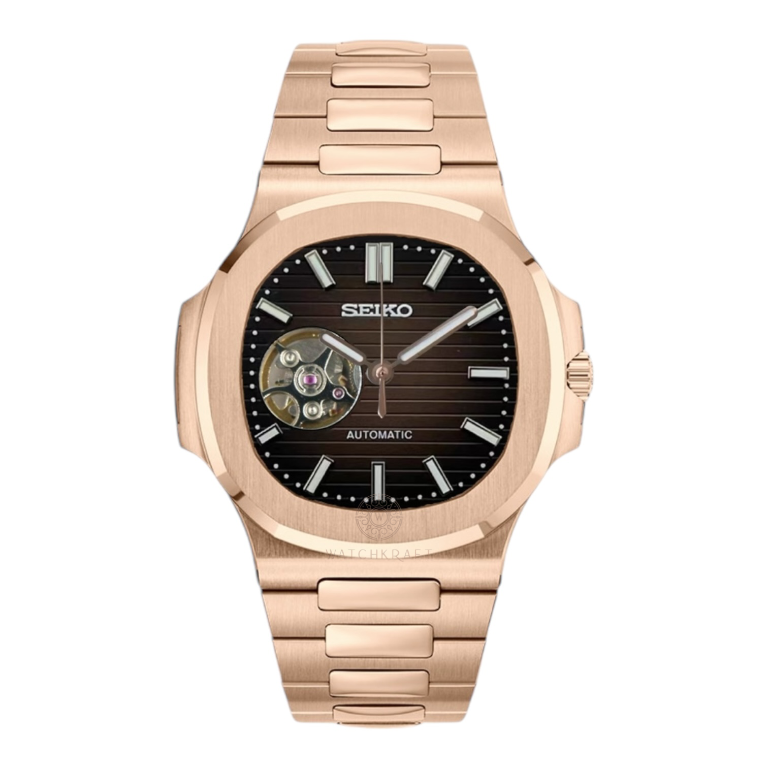 Seiko Brown Black Open Heart Nautilus Mod