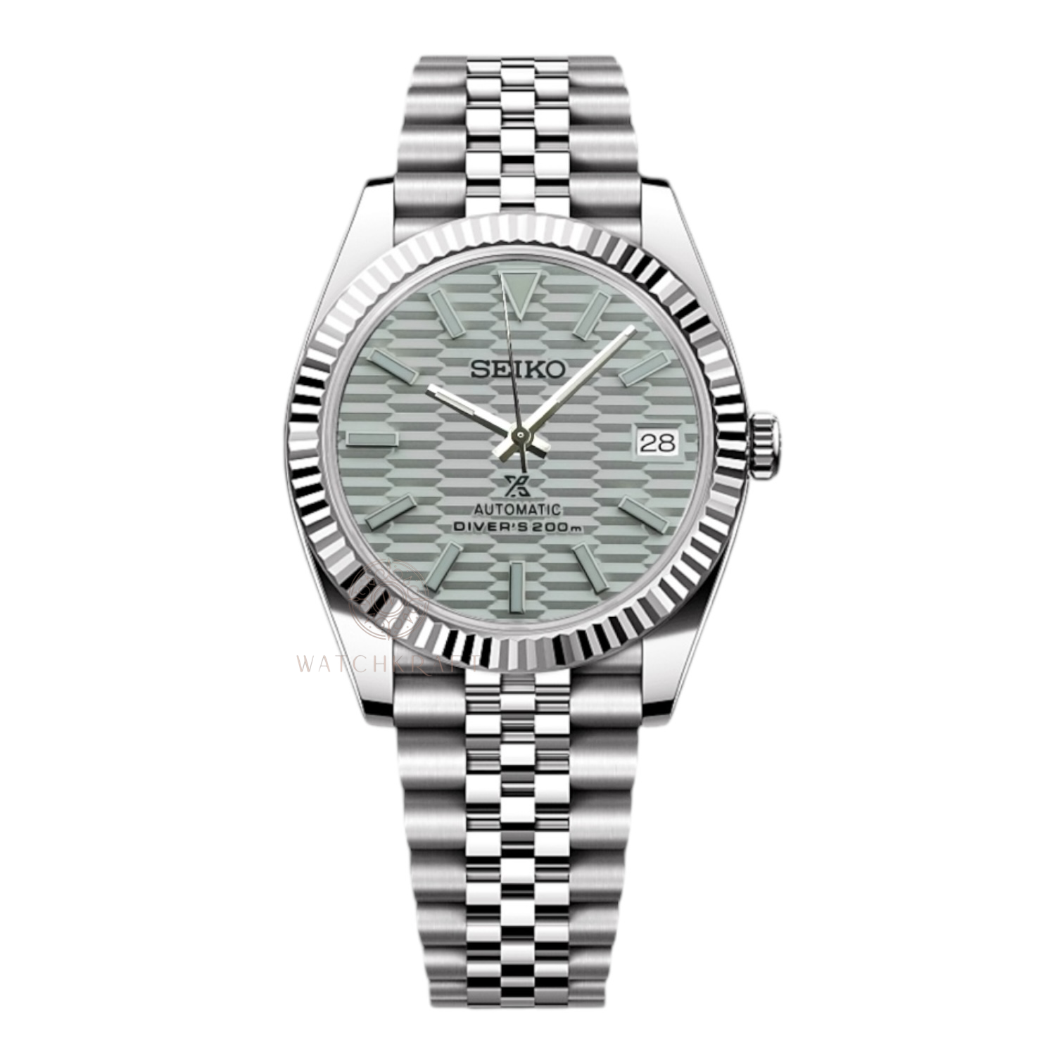 Seiko White Textured Datejust Mod