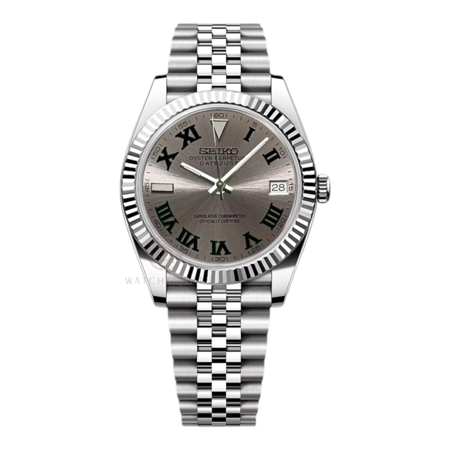 Seiko White Silver Wimbledon Datejust Mod