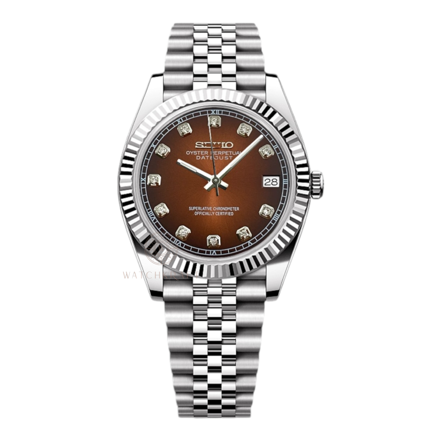 Seiko Brown Black Fade Crystal Indices Datejust Mod