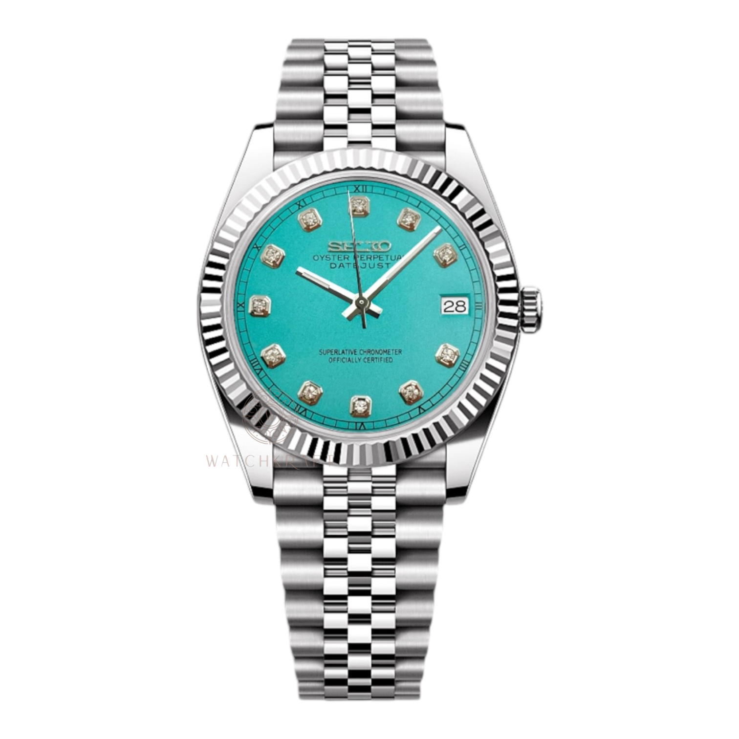 Seiko Turquoise Crystal Indices Datejust Mod