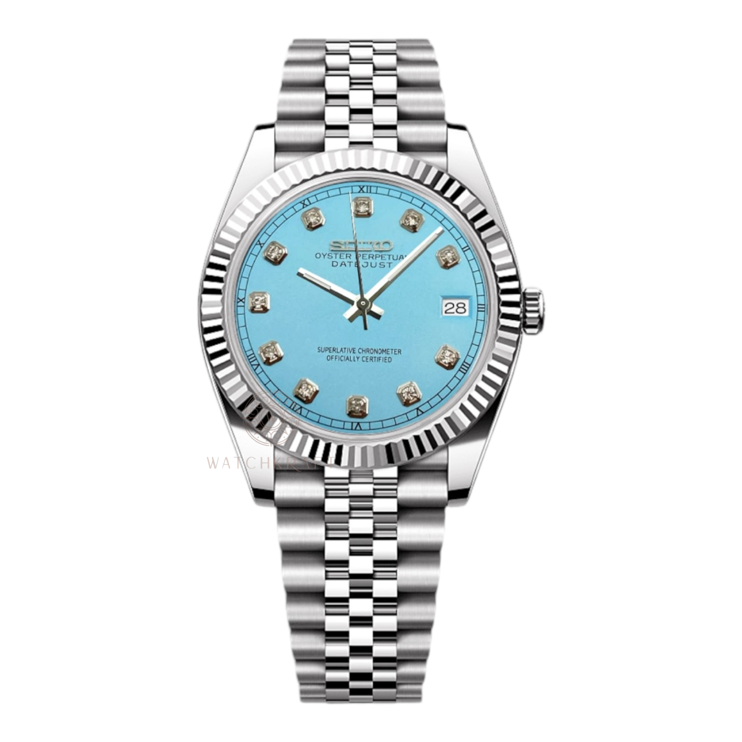 Seiko Sky Blue Crystal Indices Datejust Mod