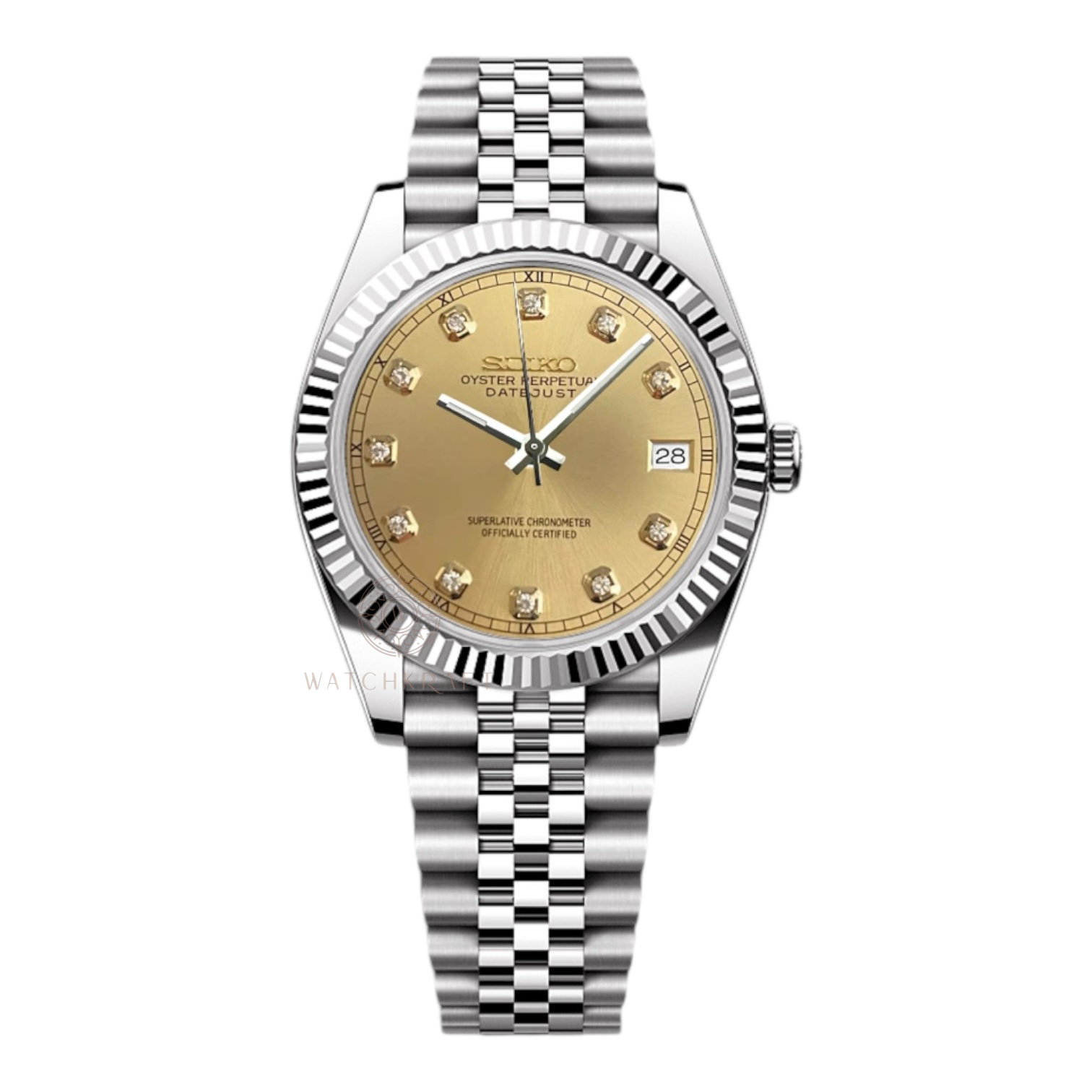 Seiko Yellow Gold Crystal Indices Datejust Mod