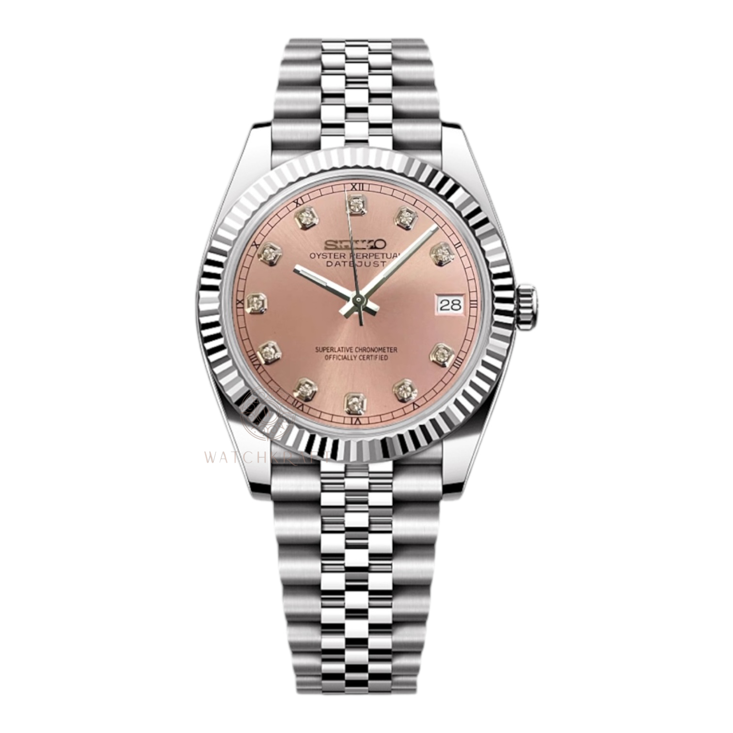 Seiko Pink Crystal Indices Datejust Mod