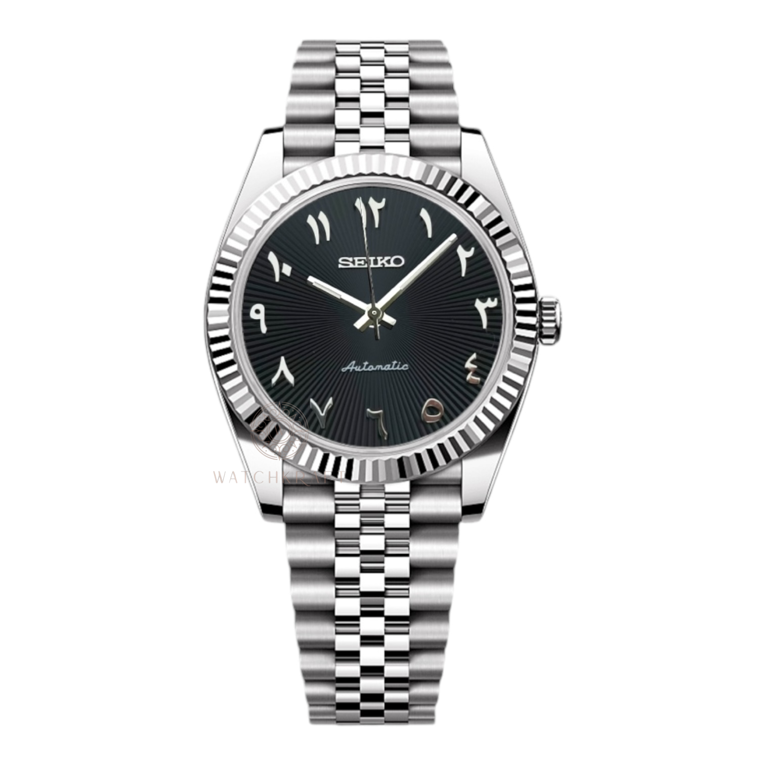 Seiko Black Fluted Textured Datejust Mod