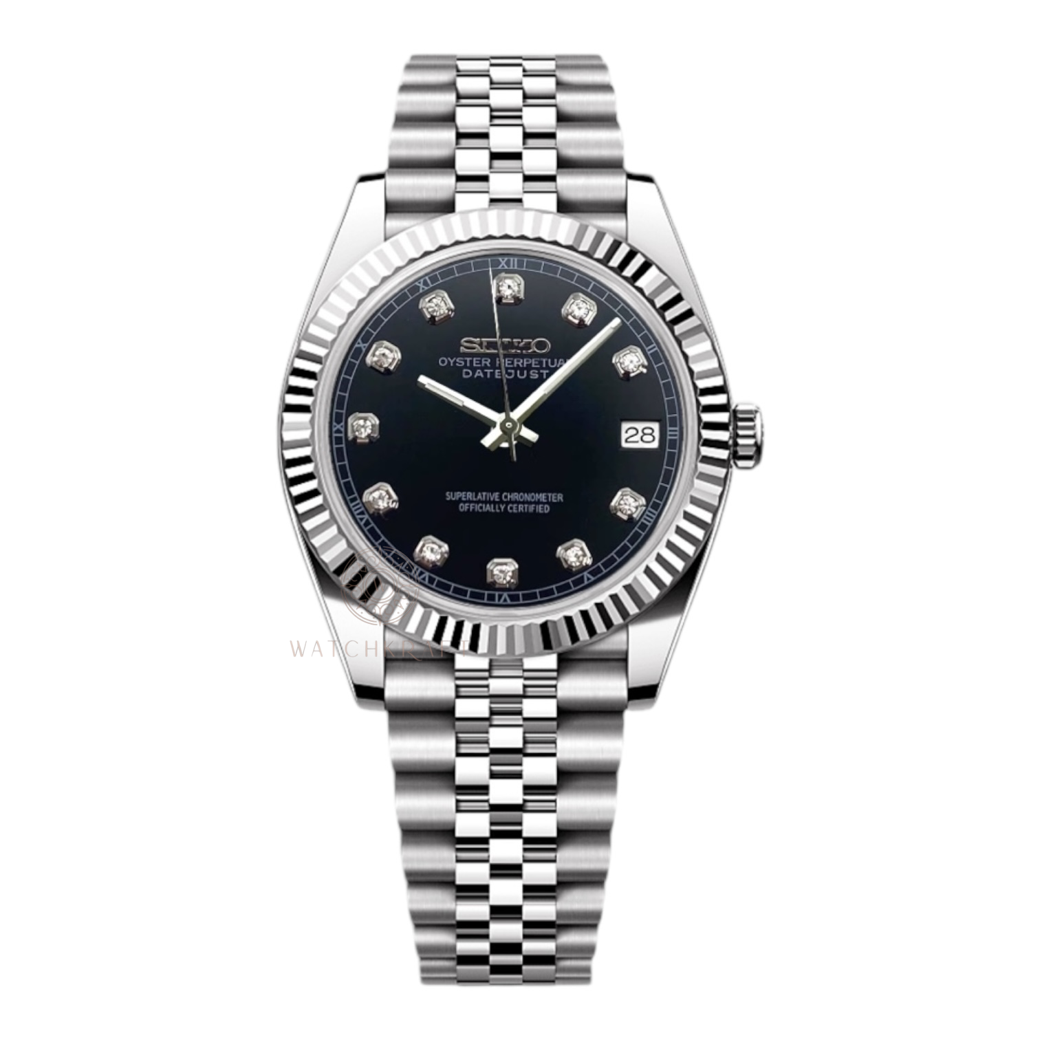 Seiko Black Crystal Indices Datejust Mod