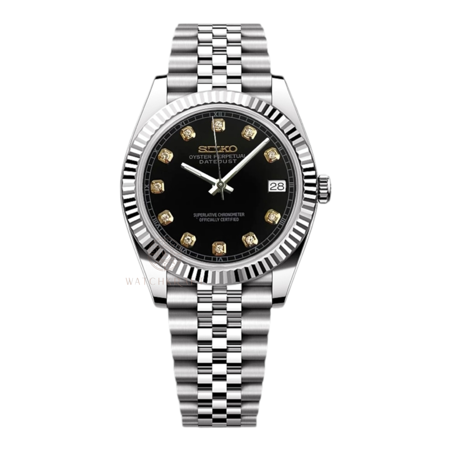 Seiko Black Crystal Indices Datejust Mod