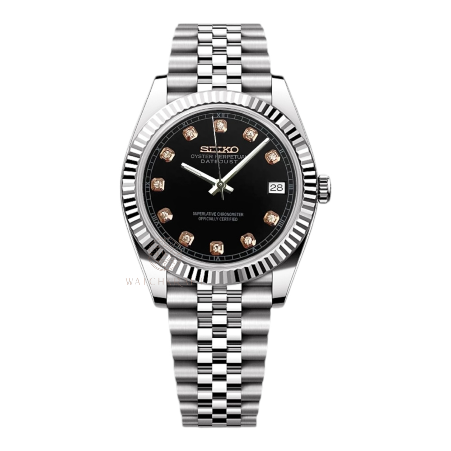 Seiko Black Crystal Indices Datejust Mod