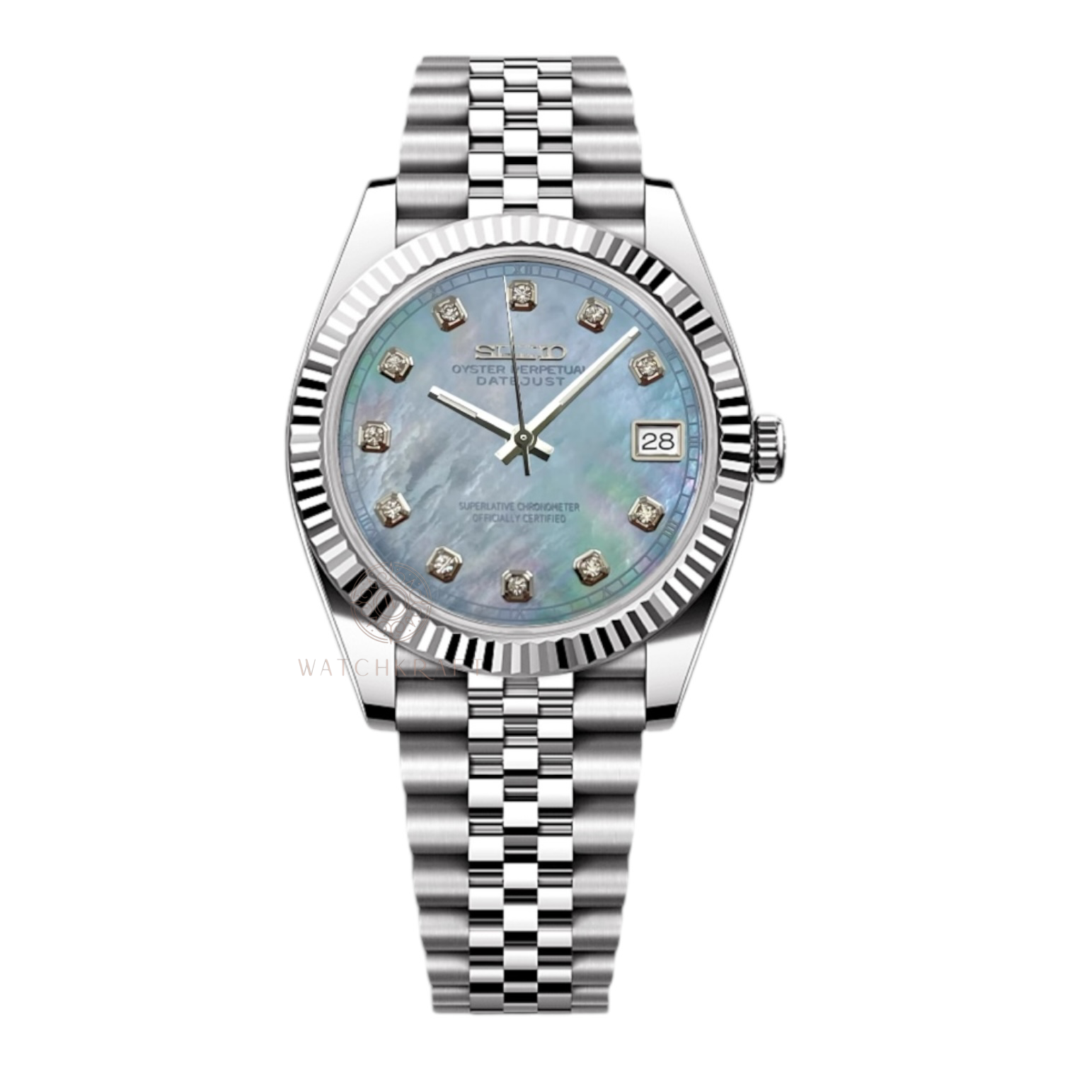 Seiko Dark Mother Of Pearl Crystal Indices Datejust Mod
