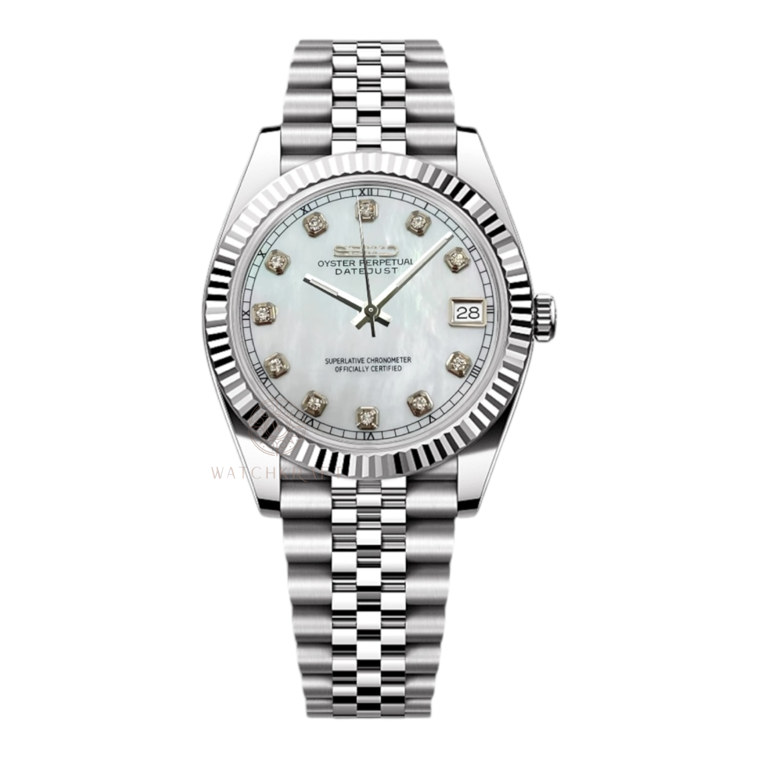 Seiko Mother of Pearl Crystal Indices Datejust Mod
