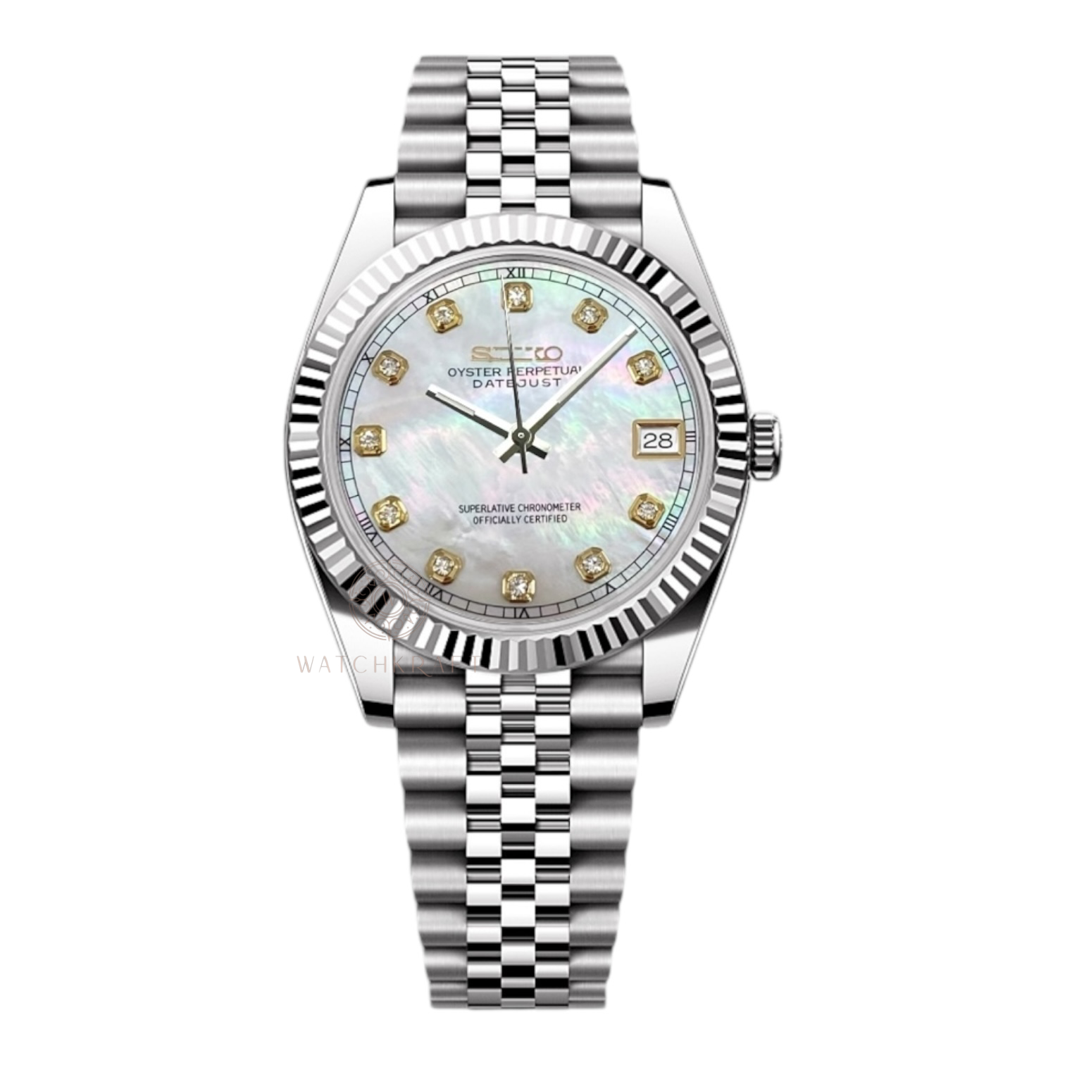 Seiko Mother of Pearl Crystal Indices Datejust Mod
