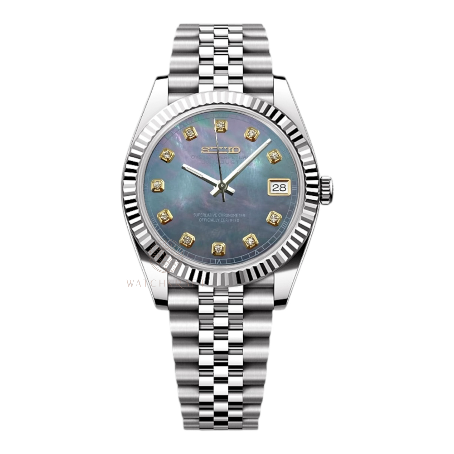 Seiko Dark Mother Of Pearl Crystal Indices Datejust Mod