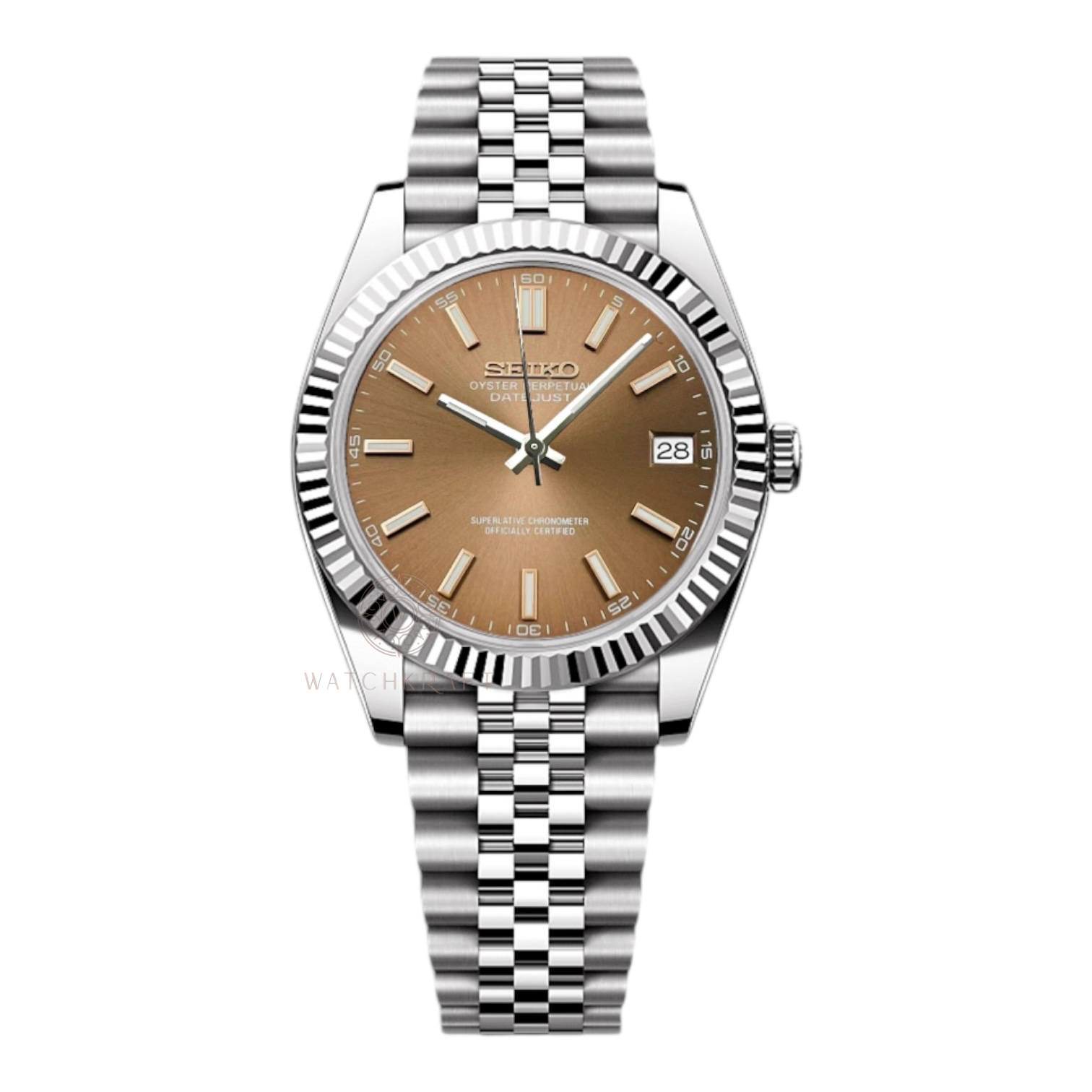 Seiko Brown Rose Gold Datejust Mod