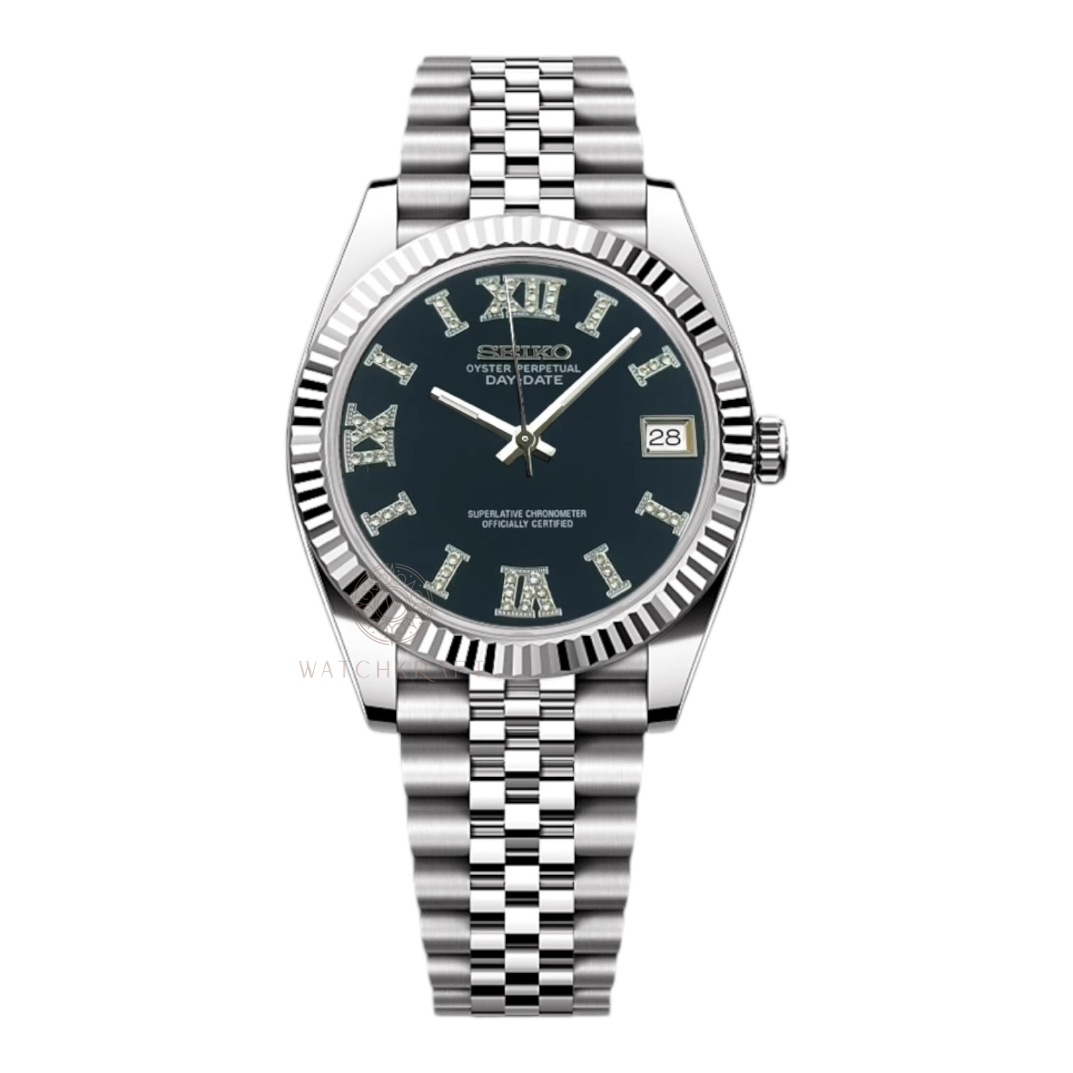 Seiko Black Roman Datejust Mod