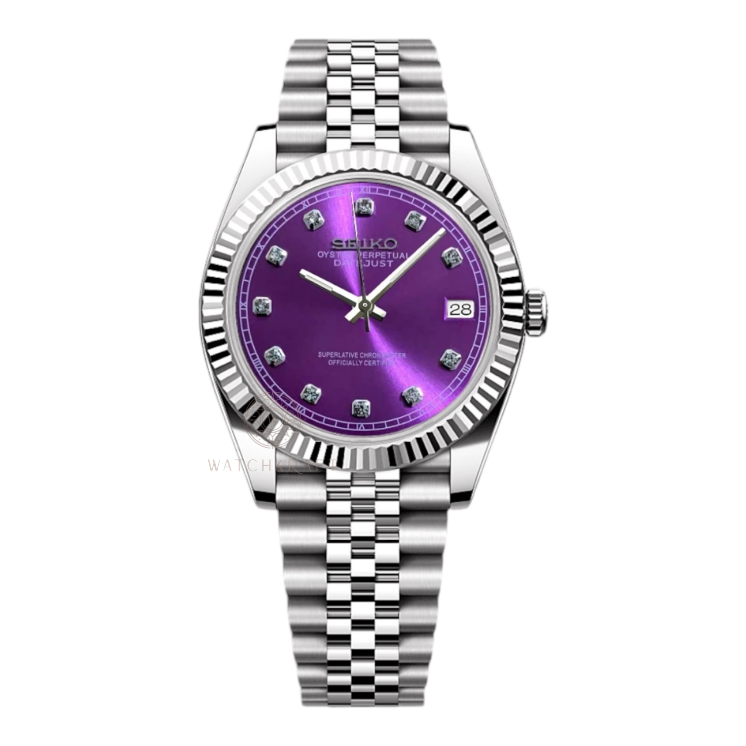Seiko Pink Crystal Indices Datejust Mod
