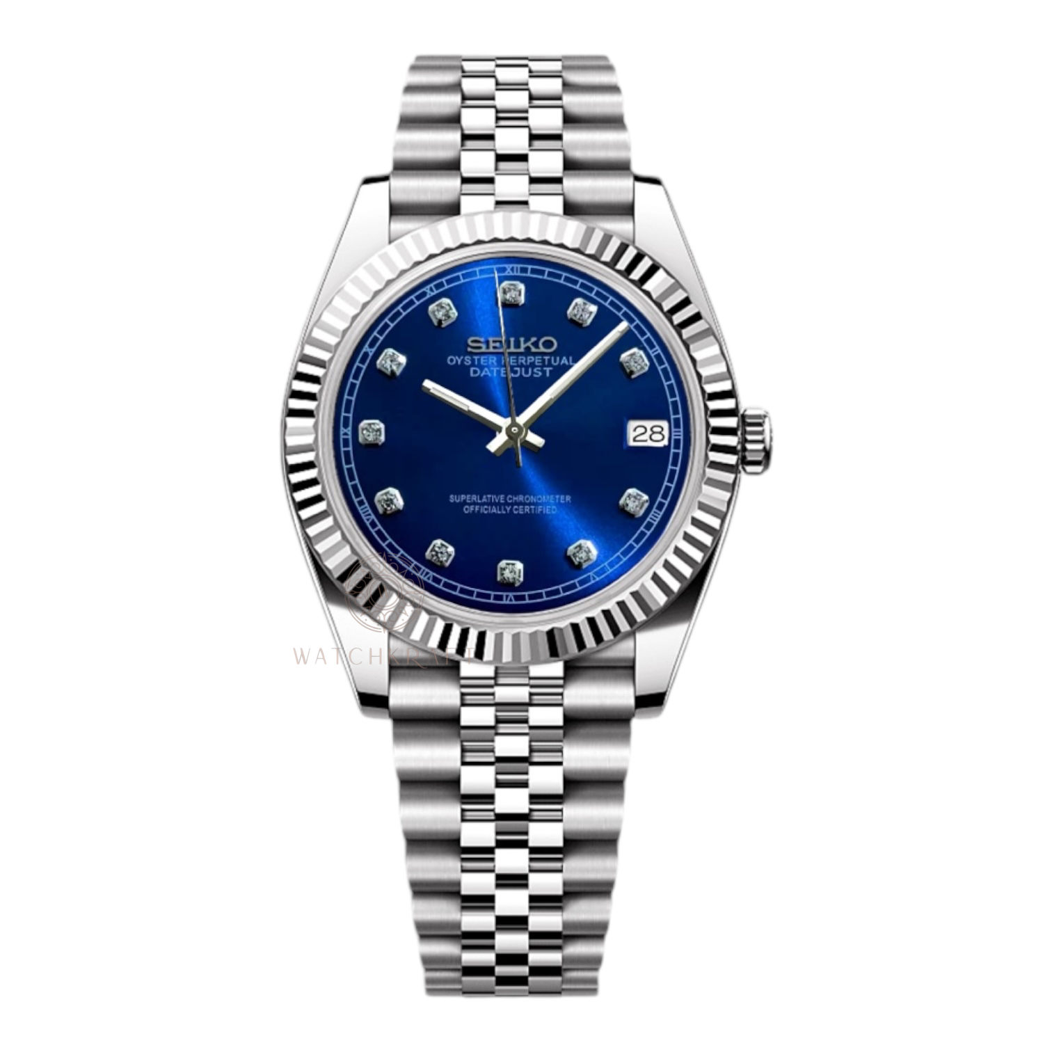 Seiko Royal Blue Crystal Indices Datejust Mod