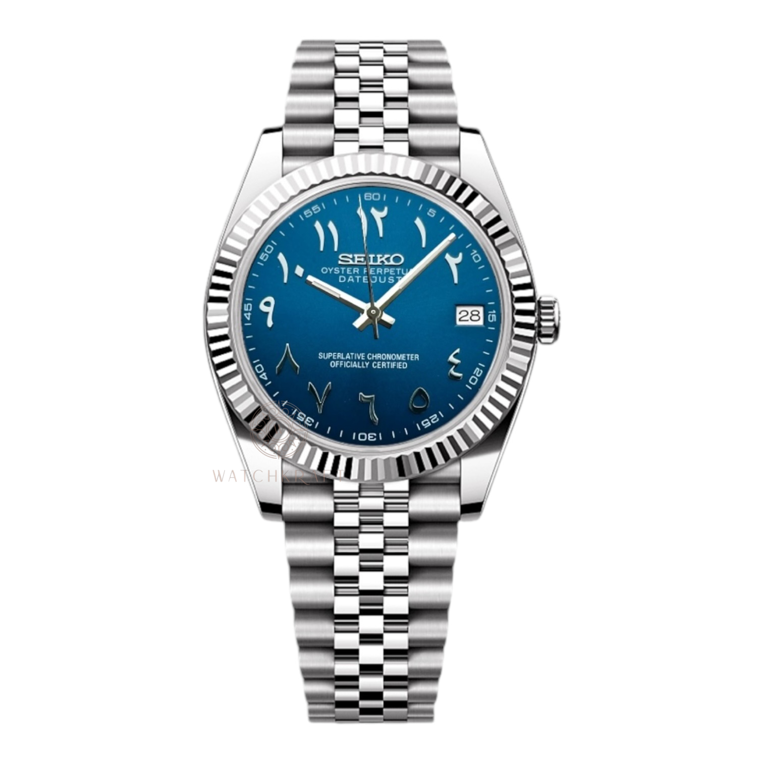 Seiko Blue Arabic Datejust Mod