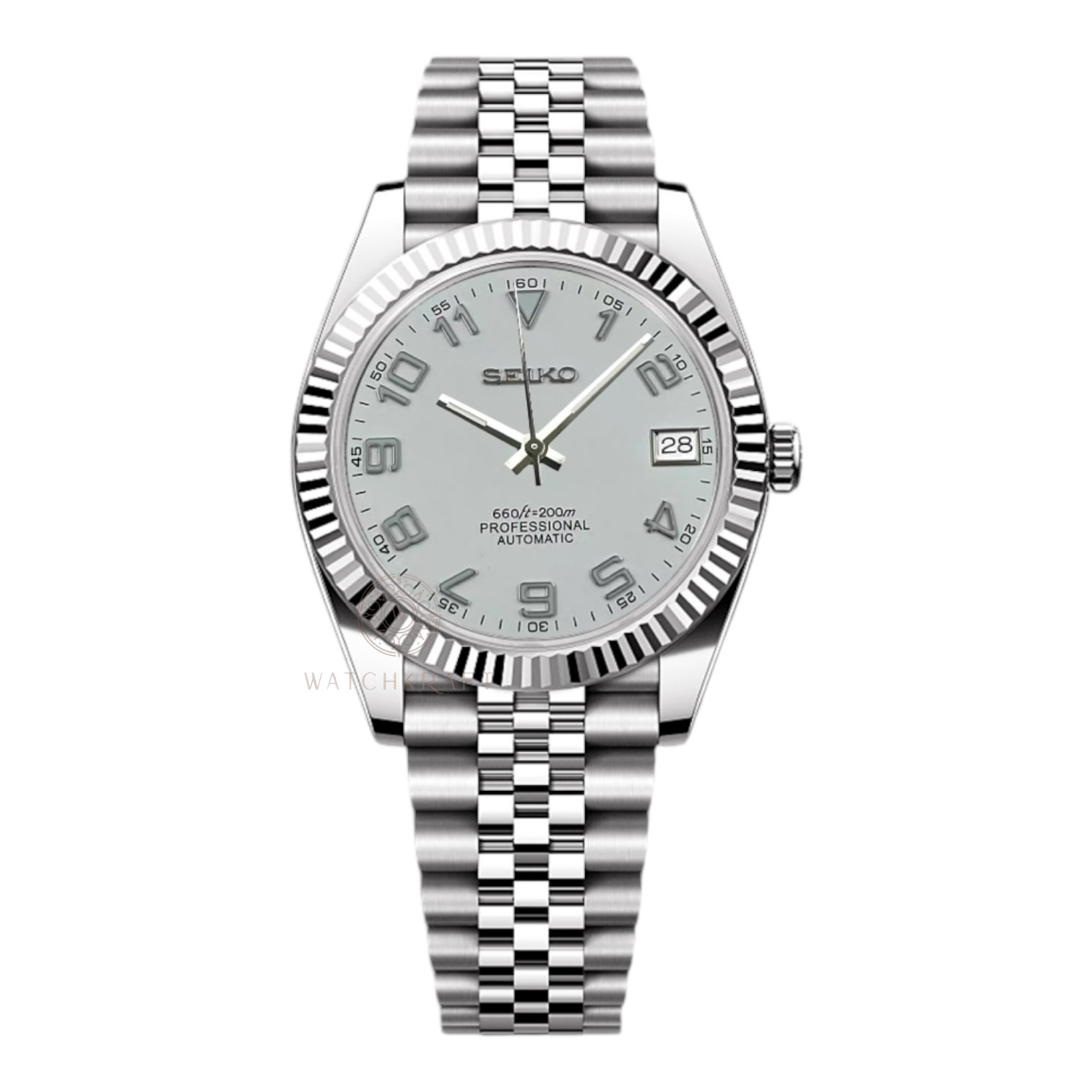 Seiko White Number Indices Datejust Mod
