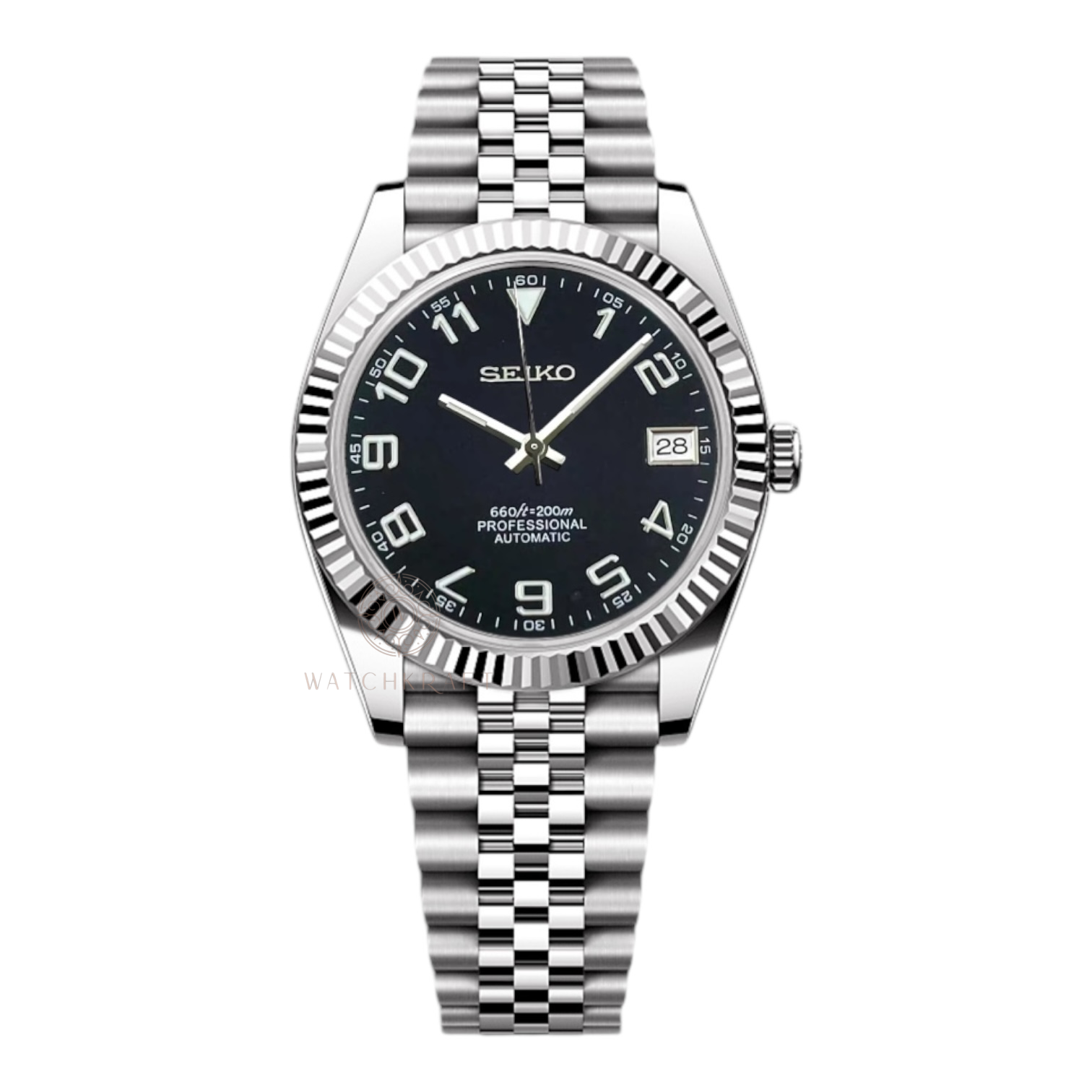Seiko Black Number Indices Datejust Mod