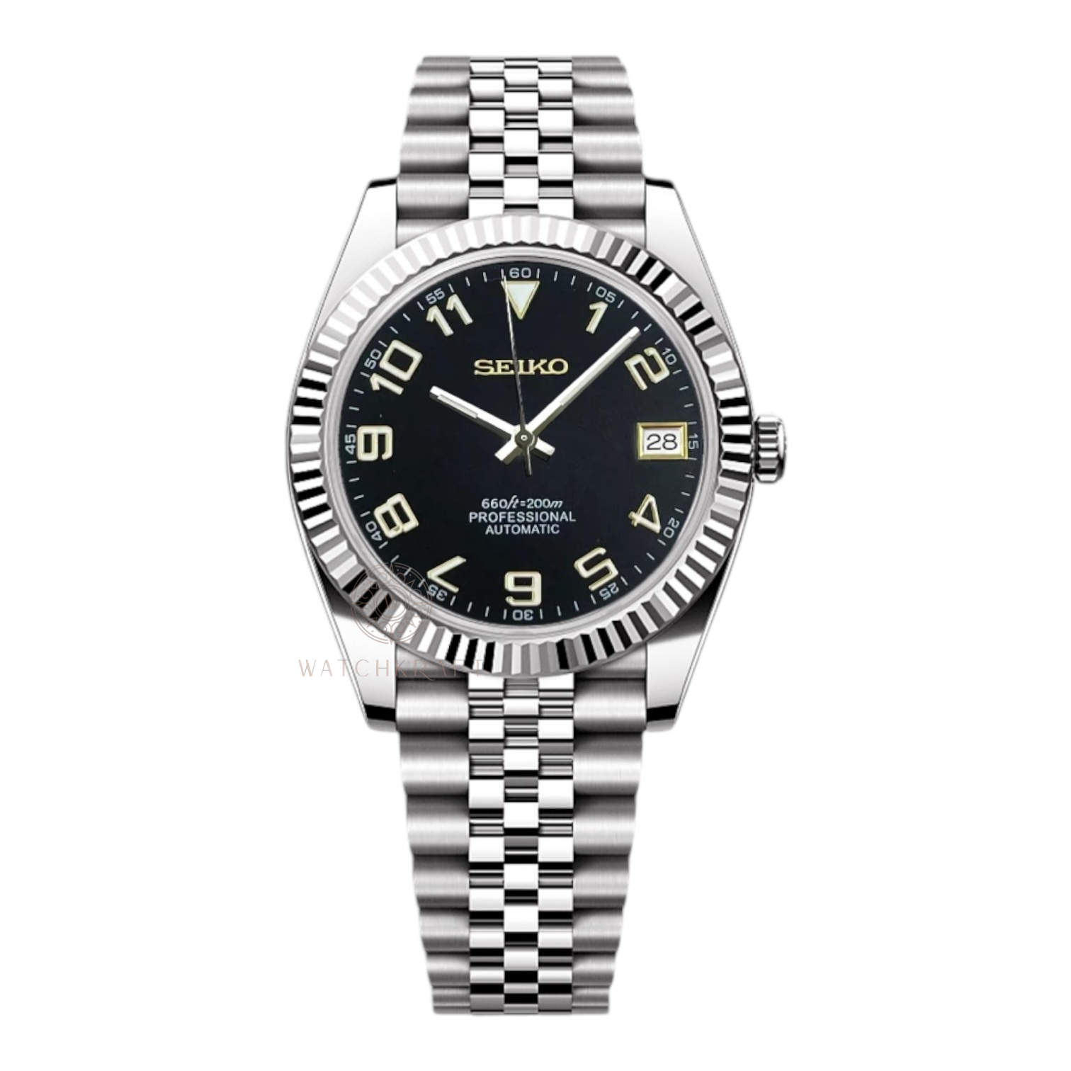 Seiko Black Number Rose Gold Indices Datejust Mod