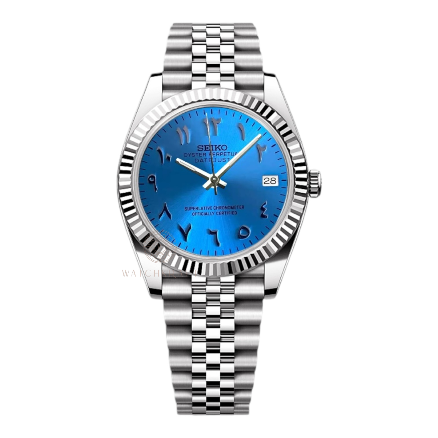 Seiko Blue Arabic Datejust Mod