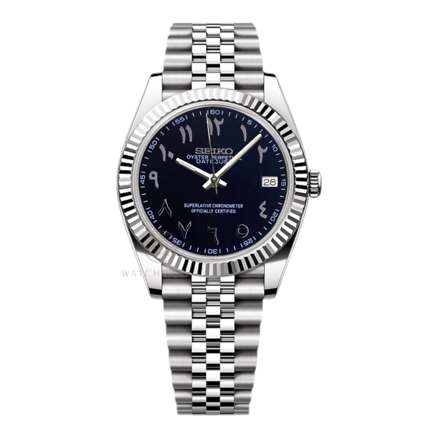 Seiko Black Arabic Datejust Mod