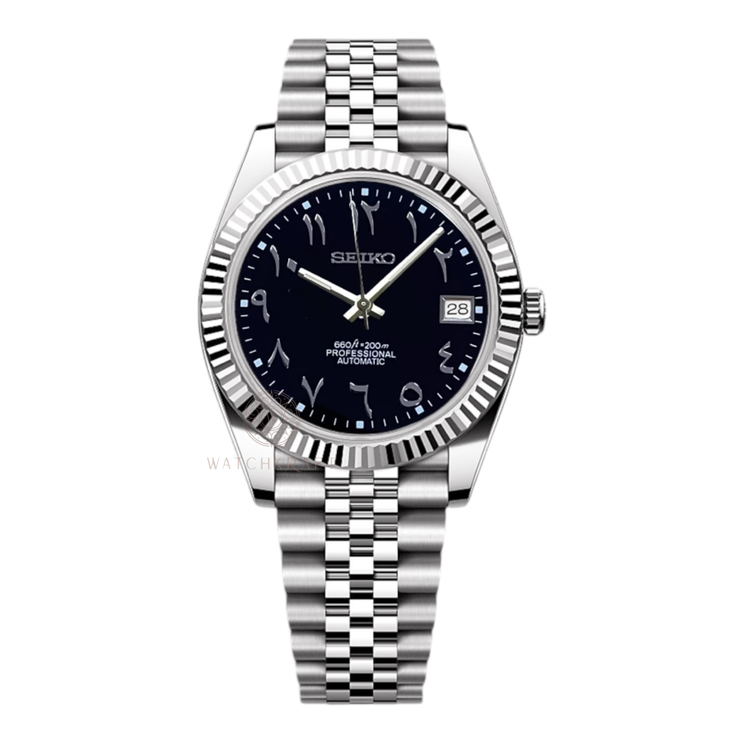 Seiko Black Arabic Datejust Mod