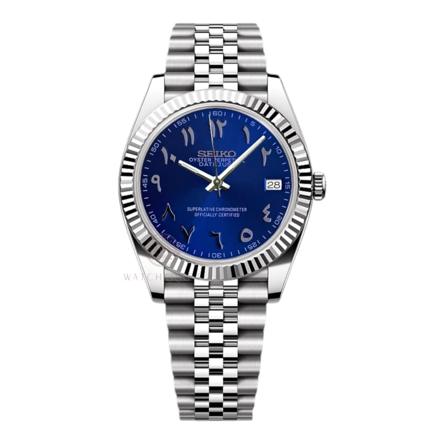 Seiko Blue Arabic Datejust Mod
