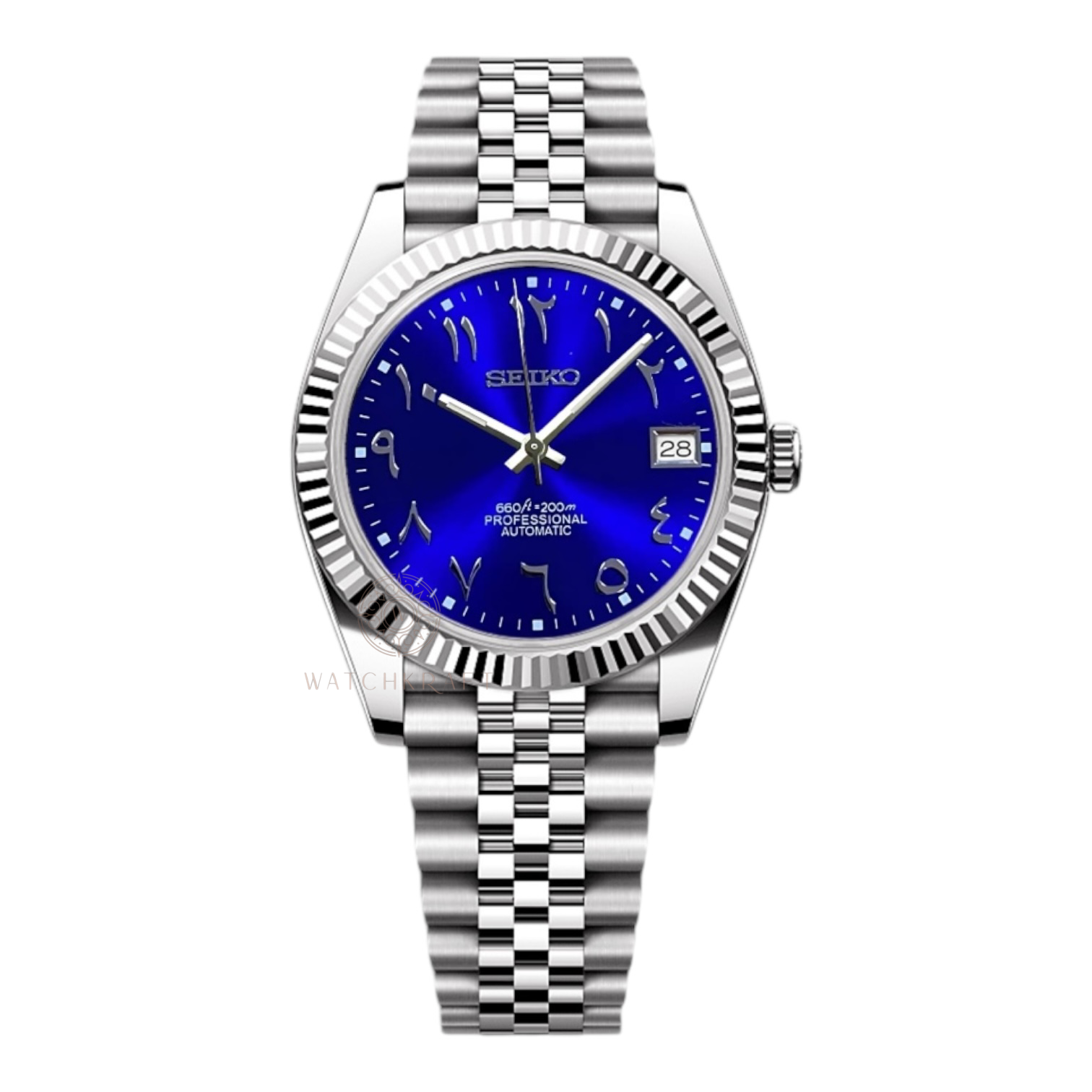Seiko Blue Arabic Datejust Mod