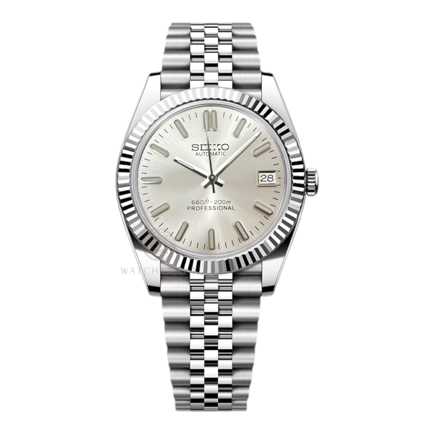 Seiko White Silver Datejust Mod