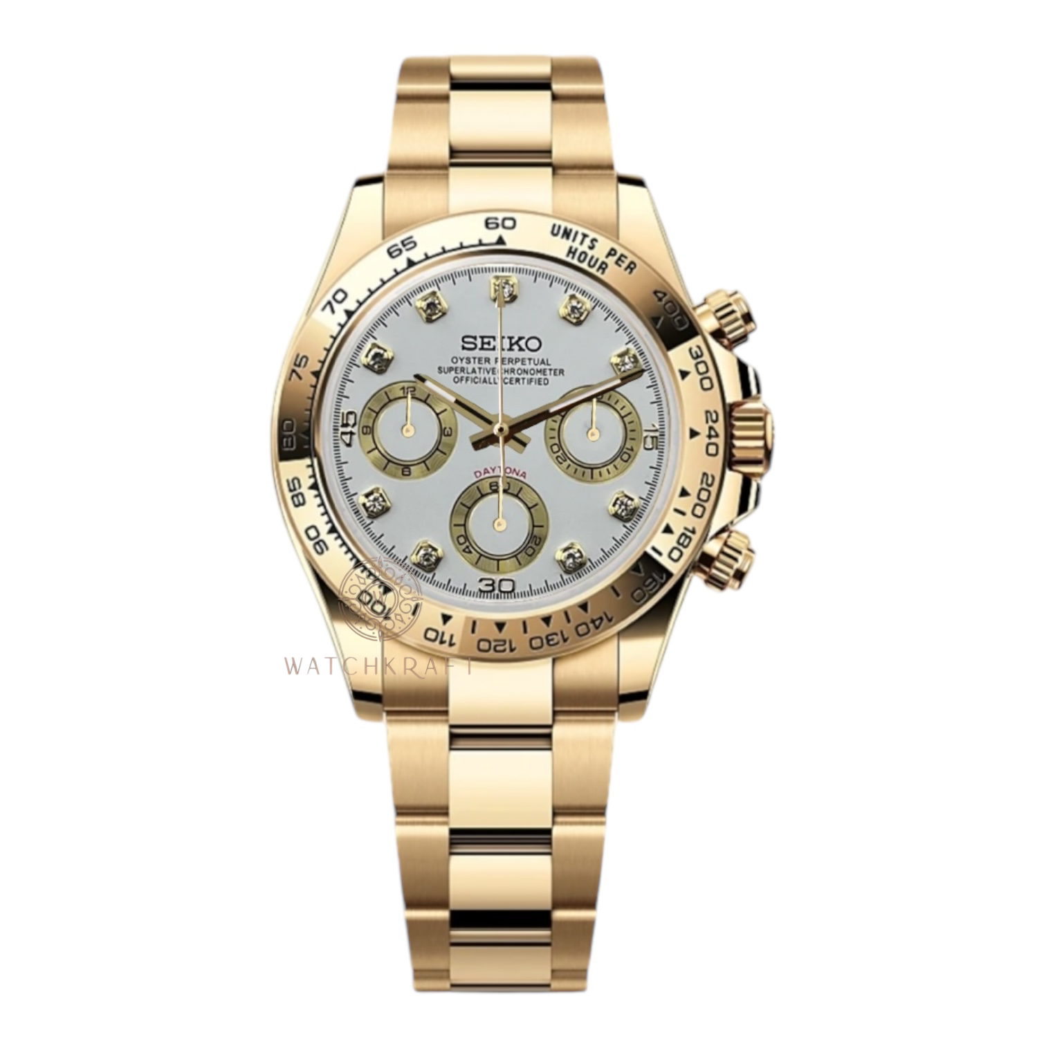 Seiko White Gold Crystal Daytona Mod