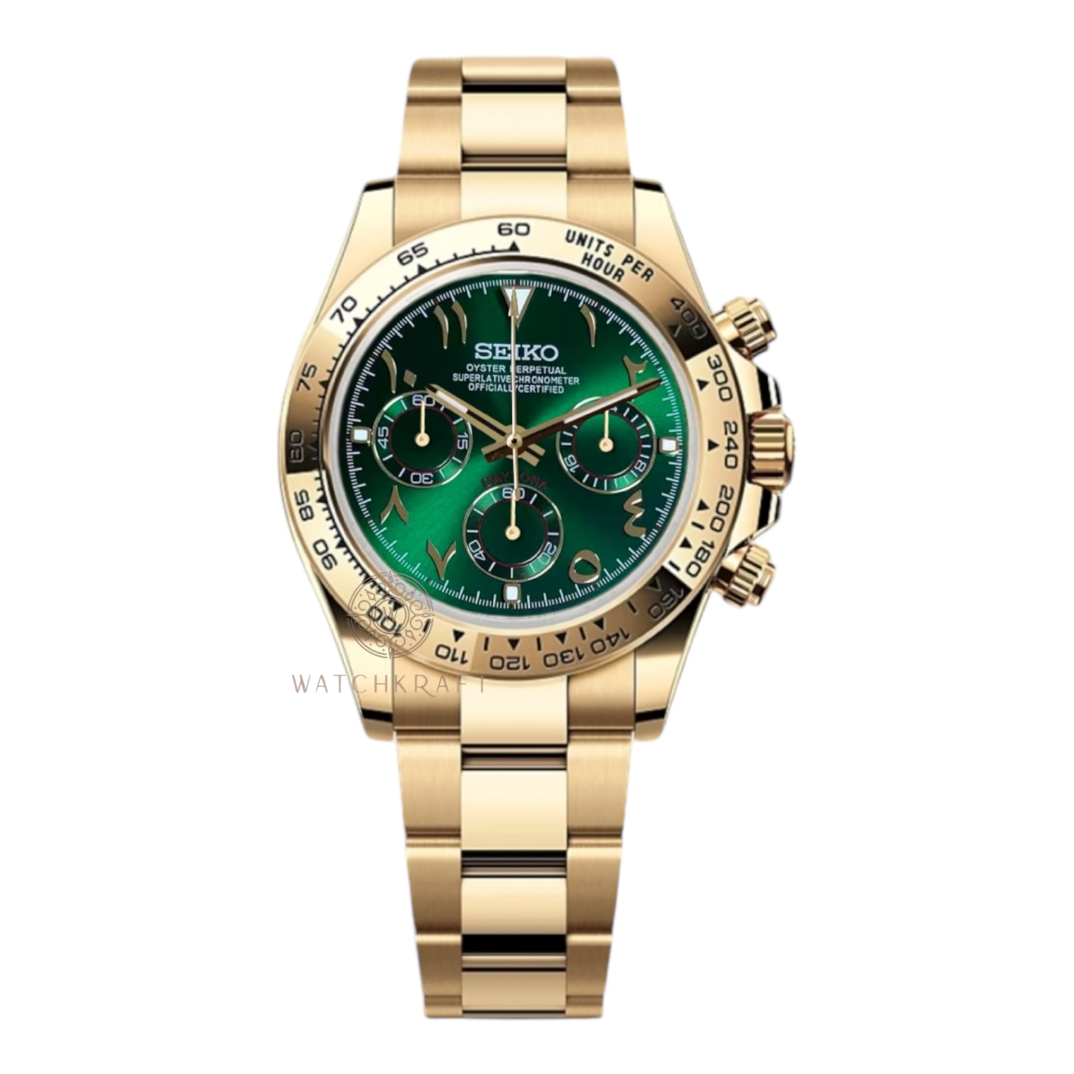 Seiko Green Arabic Gold Daytona Mod