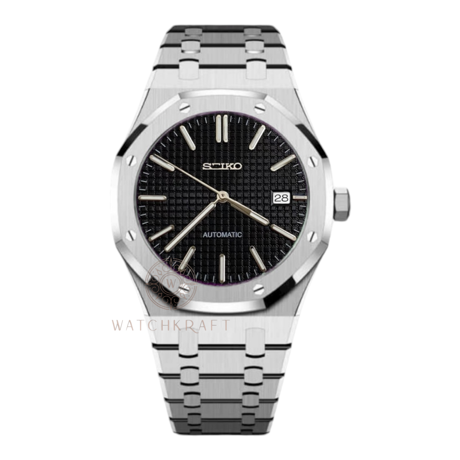 Seiko Black Silver Royal Oak Mod