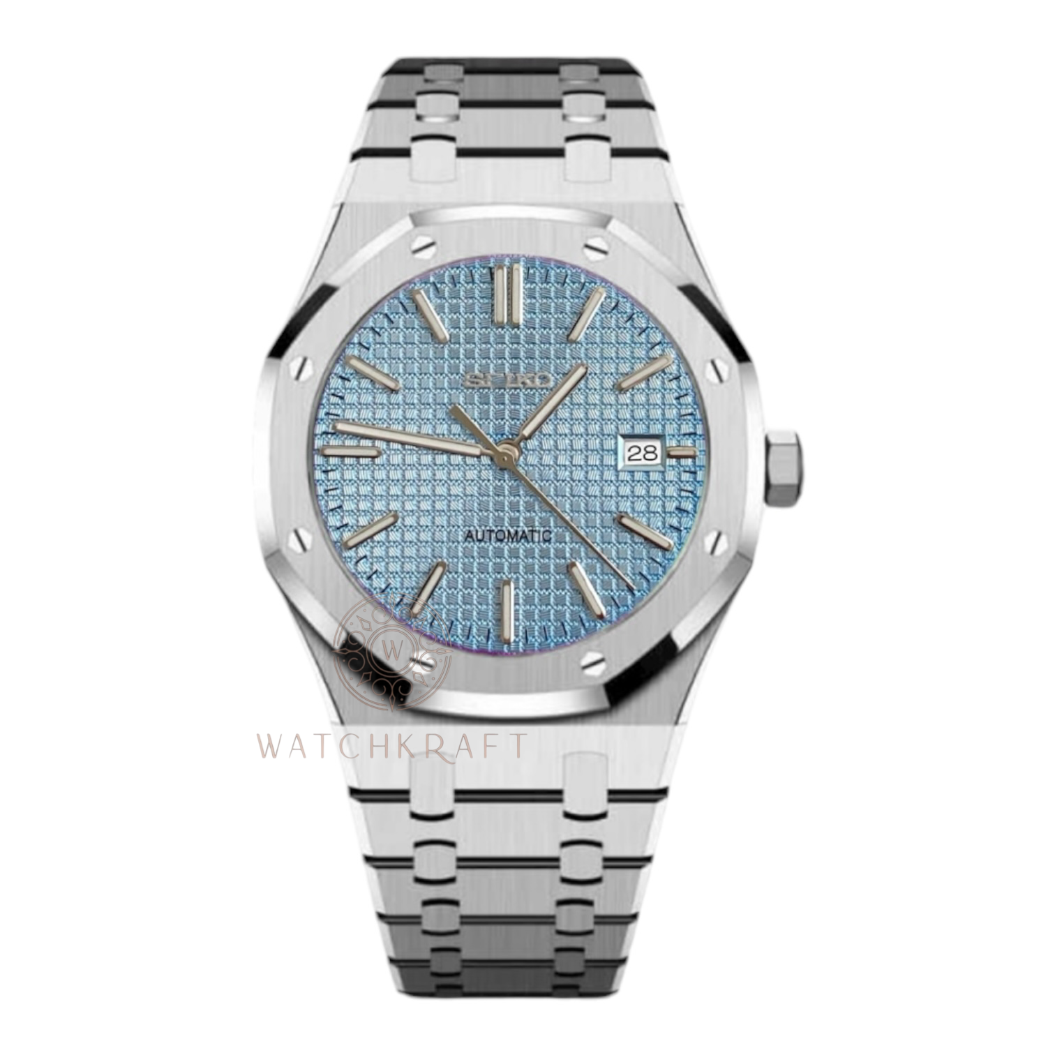 Seiko Light Blue Silver Royal Oak Mod