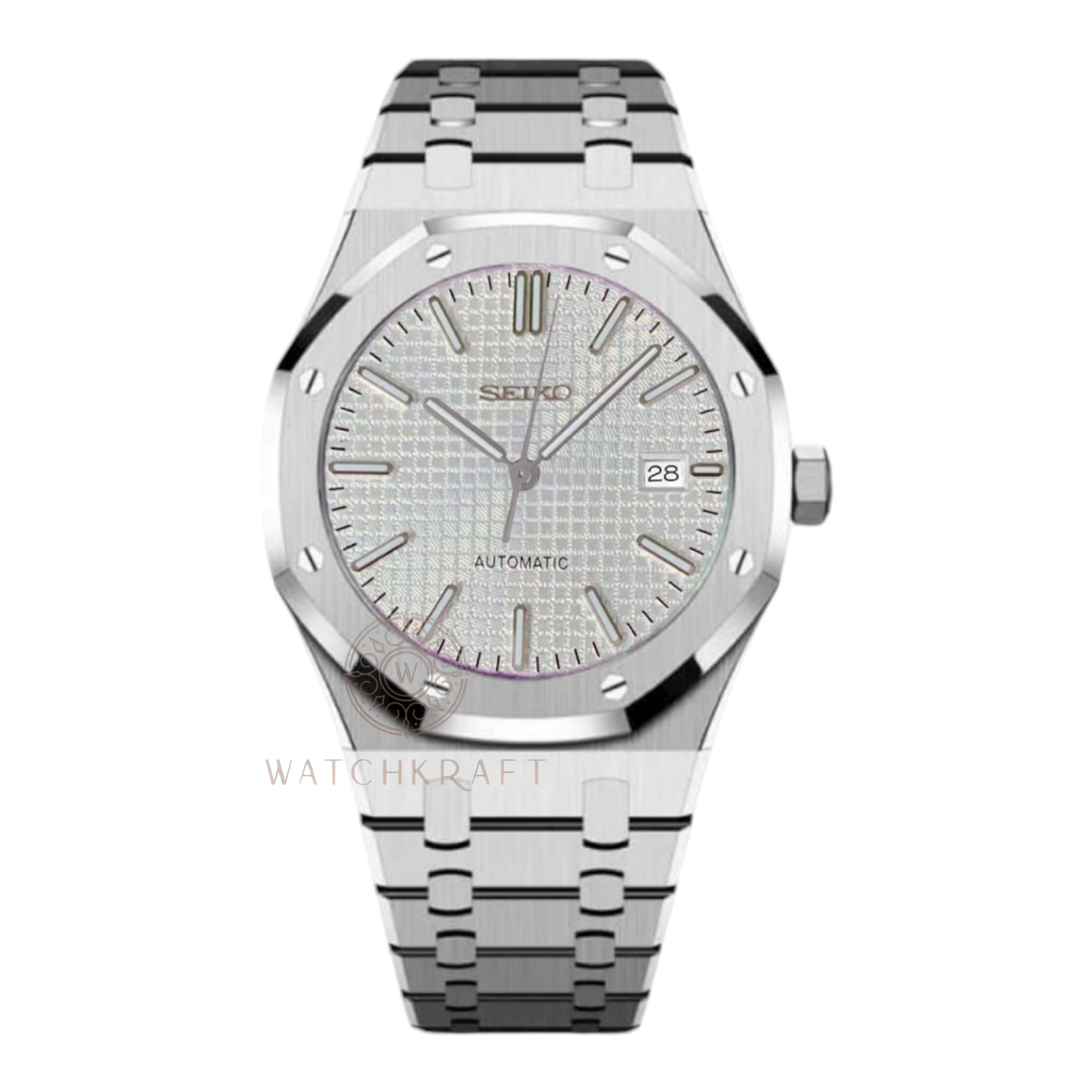 Seiko White Silver Royal Oak Mod