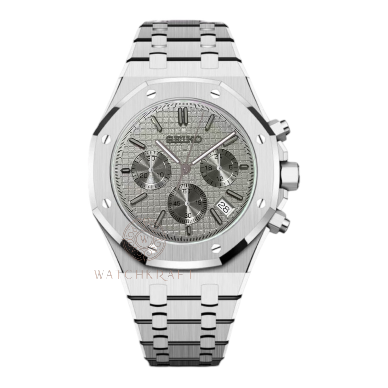Seiko White Royal Oak Chronograph Mod