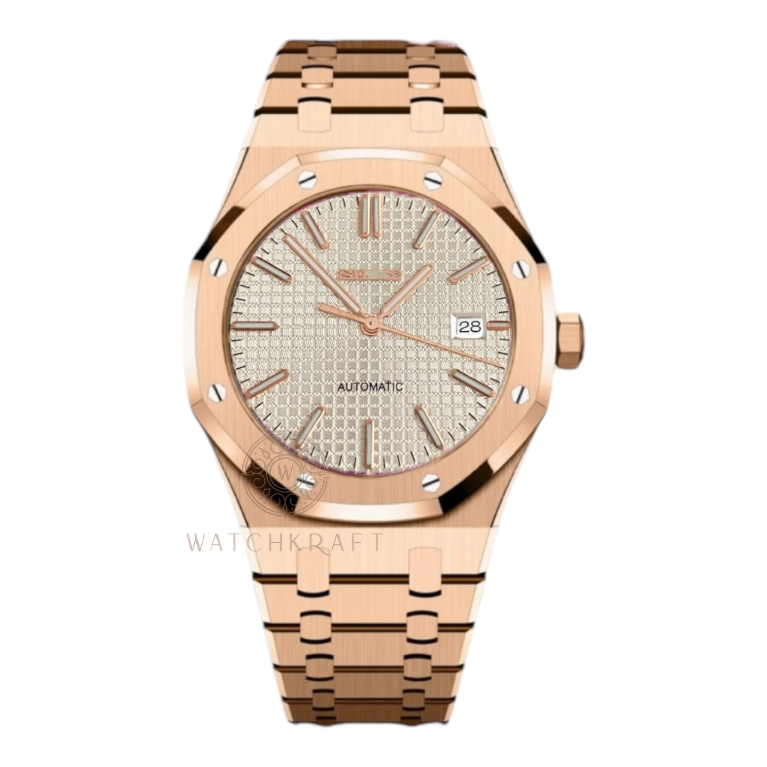 Seiko White Rose Gold Royal Oak Mod