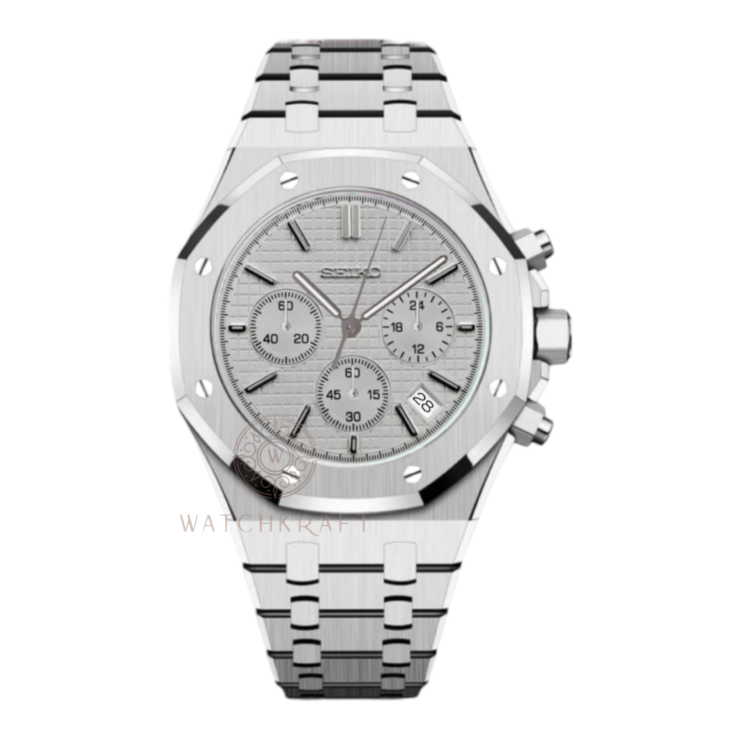 Seiko White Royal Oak Chronograph Mod