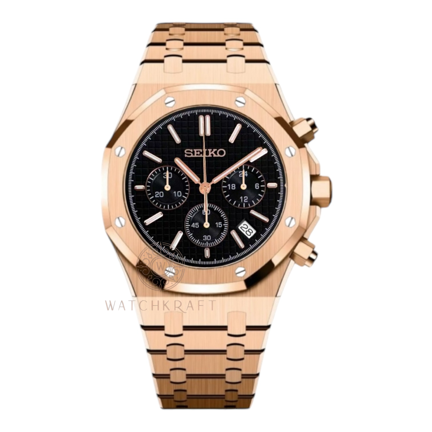 Seiko Black Rose Gold Royal Oak Chronograph Mod