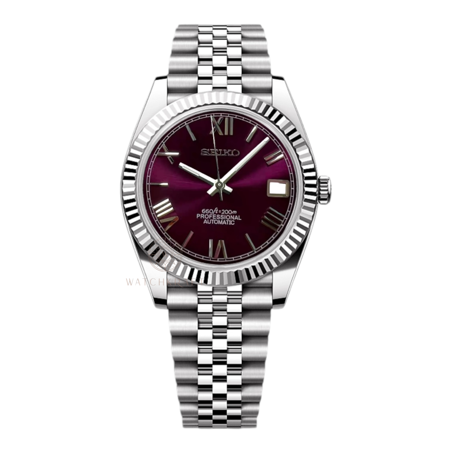 Seiko Dark Pink Blue Roman Datejust Mod
