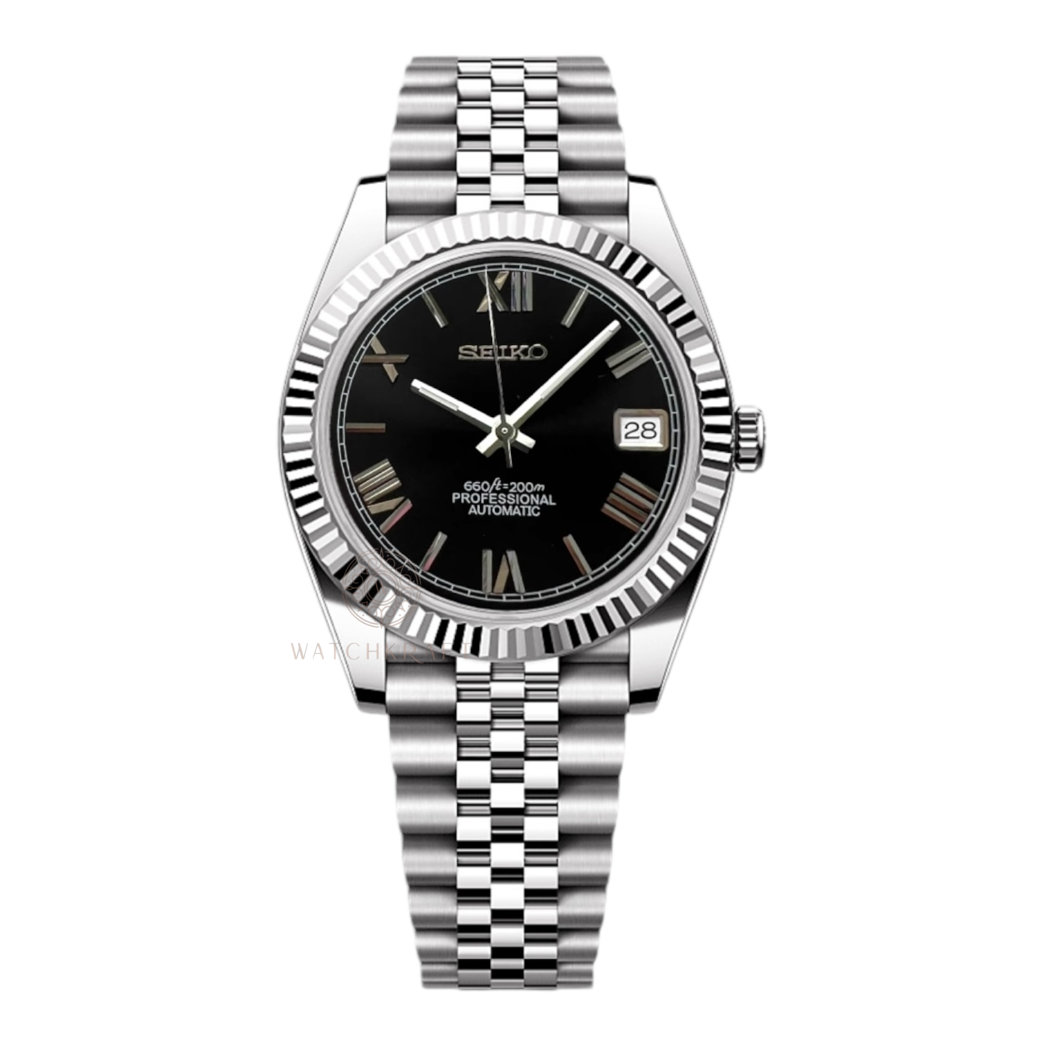 Seiko Black Roman Datejust Mod