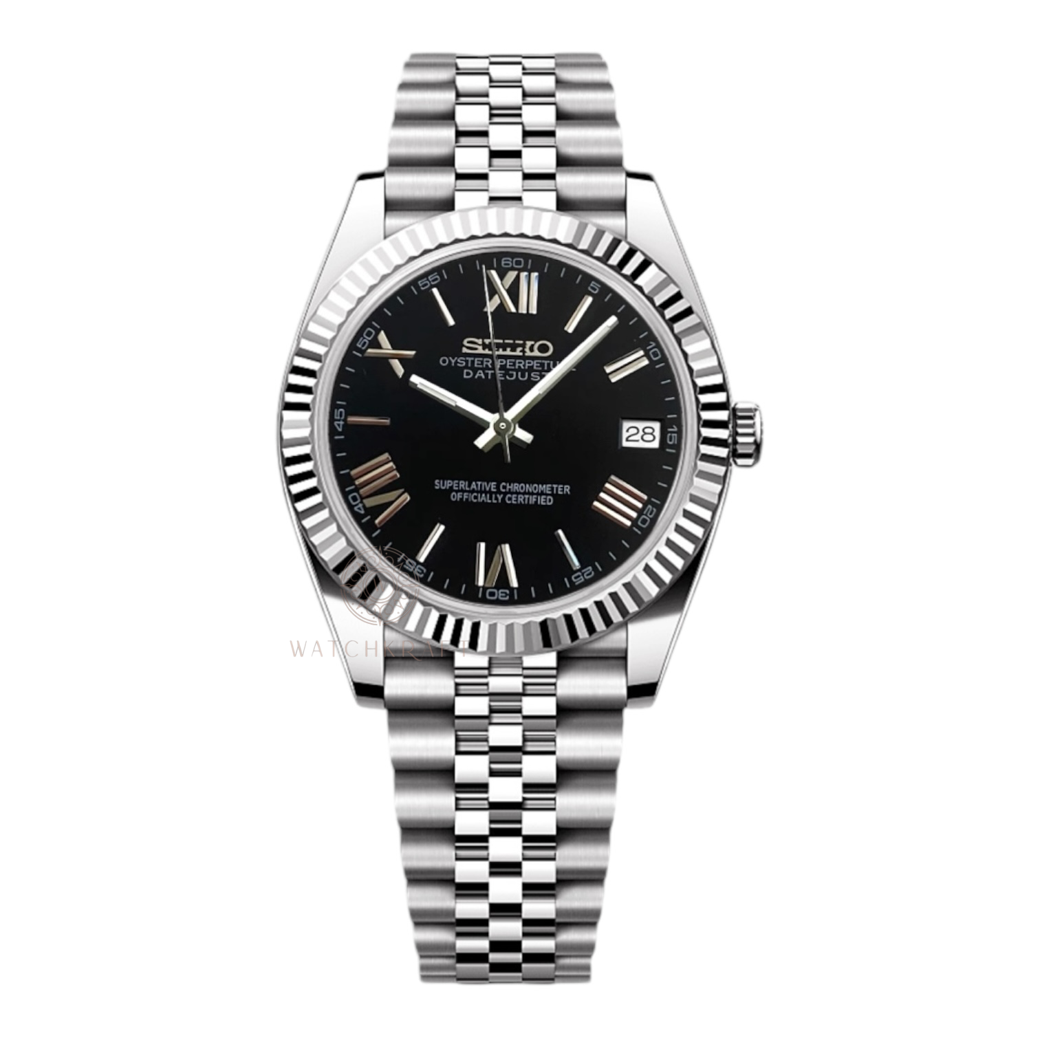 Seiko Black Roman Datejust Mod