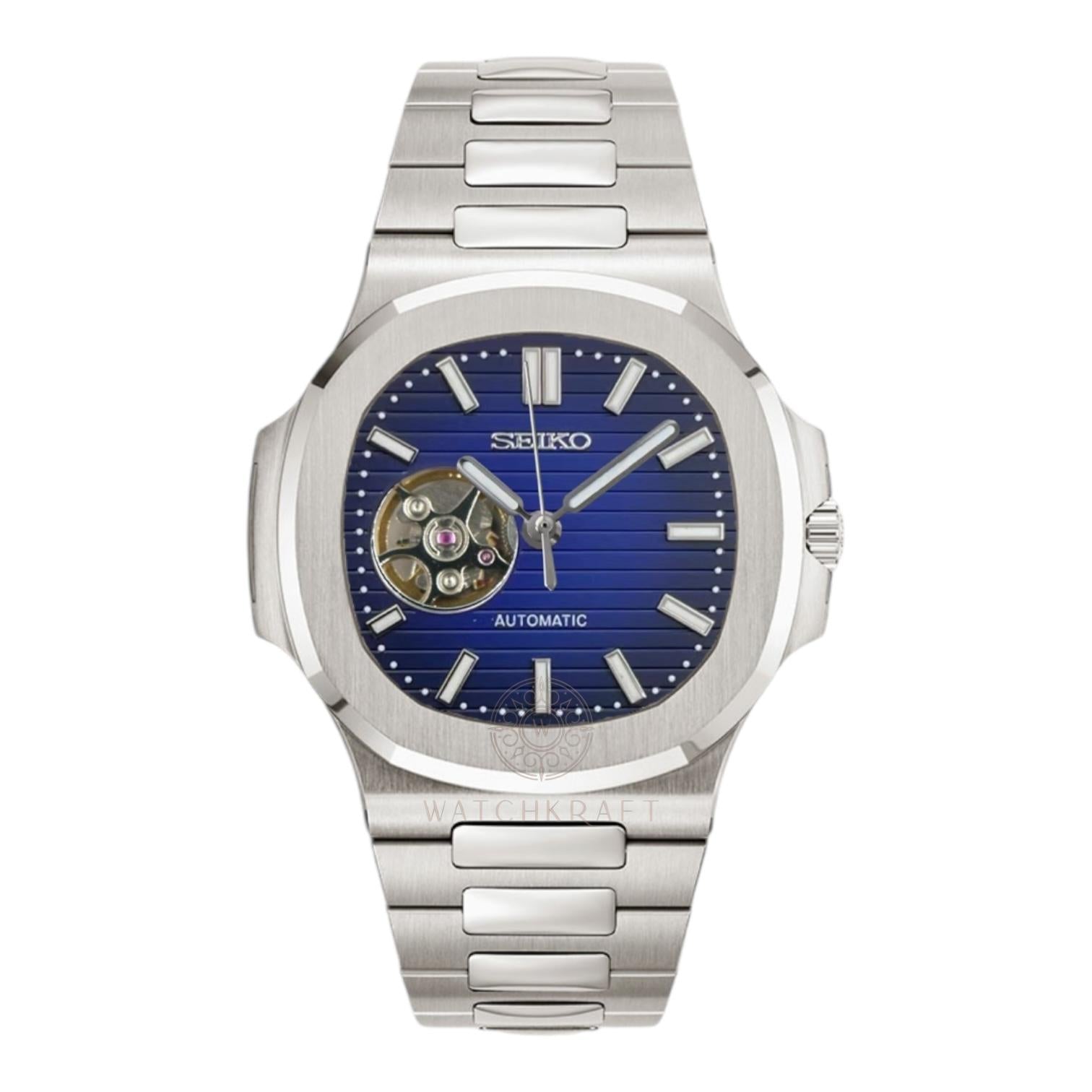 Seiko Blue Open Heart Nautilus Mod
