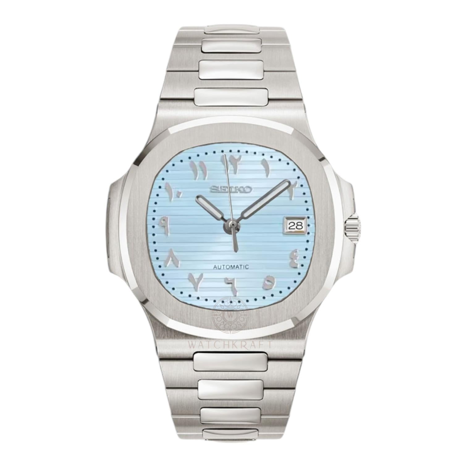 Seiko Ice Blue Arabic Nautilus Mod
